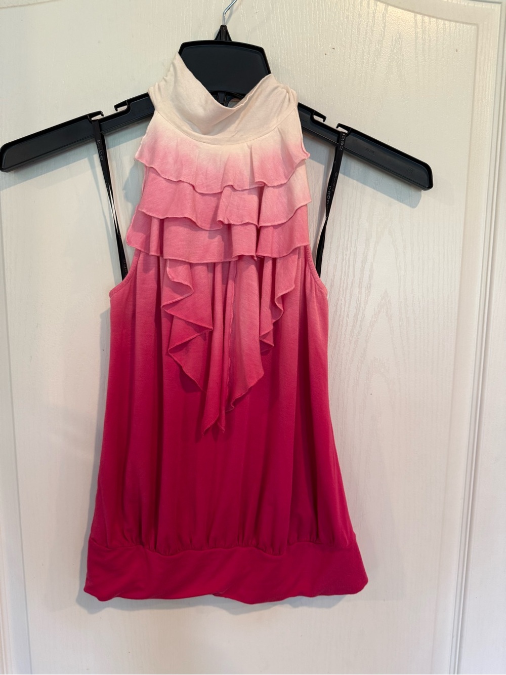 2B Bebe y2k vintage 2000s ruffle neck open back halter top ombre pink sz medium